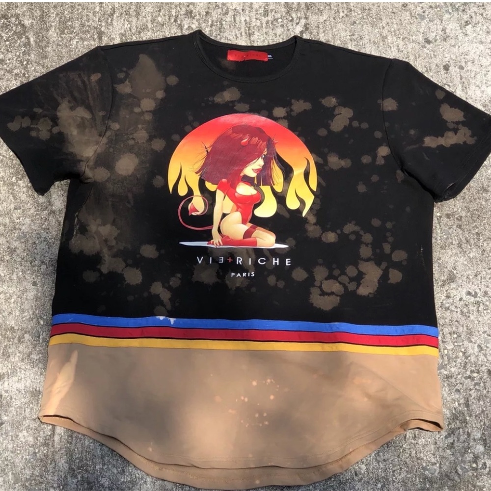 VIE + RICHE Paris Mens 3XL Distressed T-Shirt
